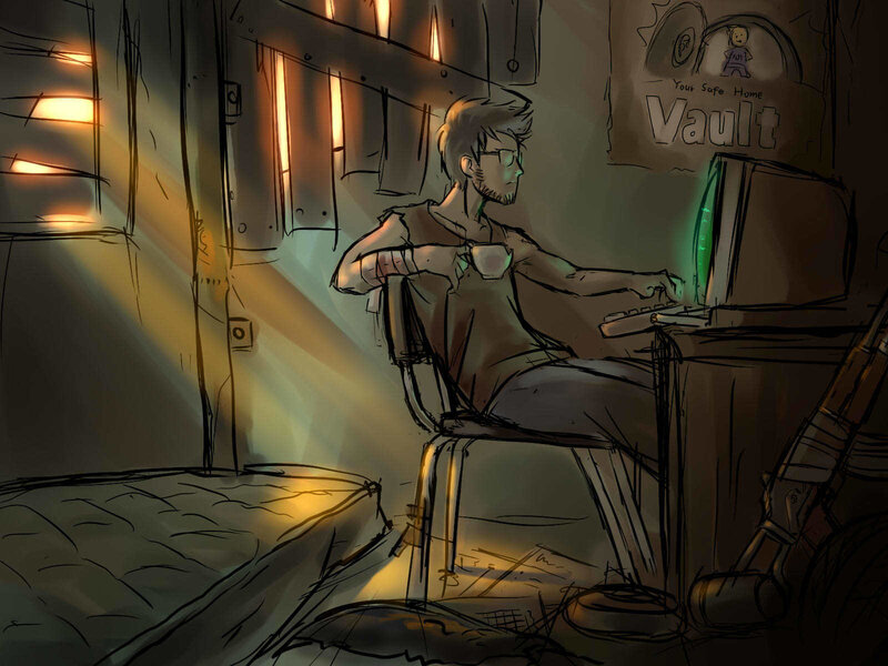 man working in a vault
