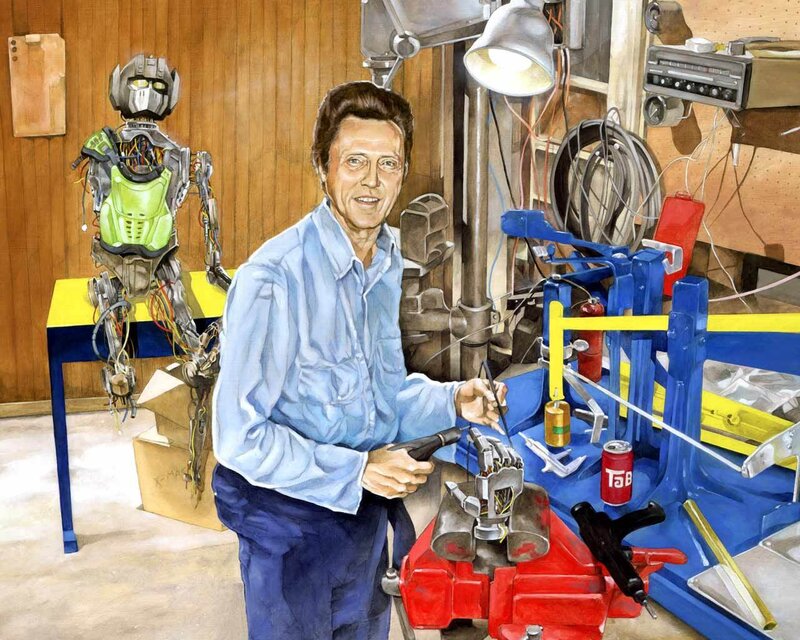 Man Working in Workshop — Blue