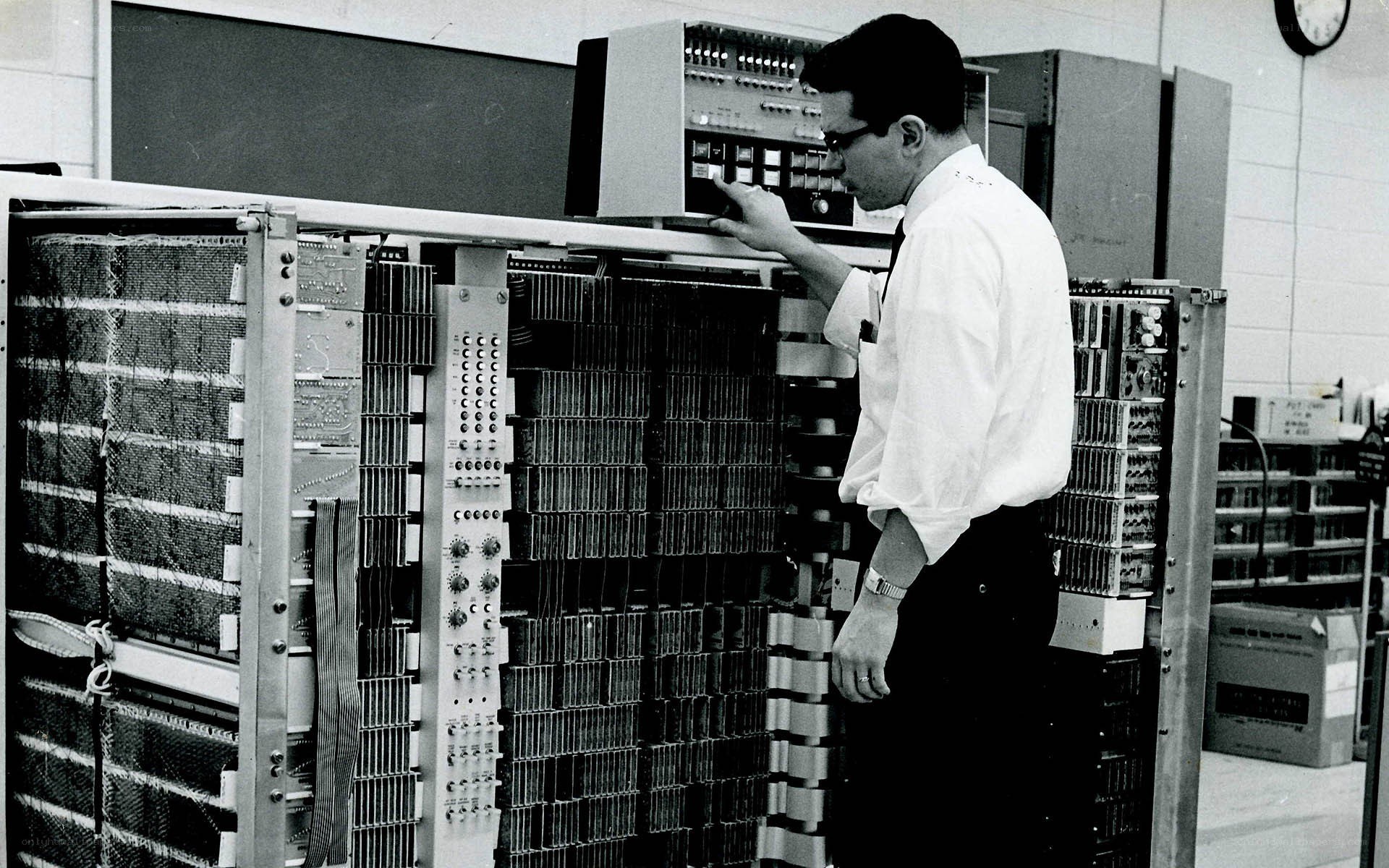 Man working on computer equipment