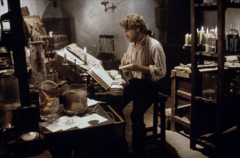 Man Writing at Desk — Brown