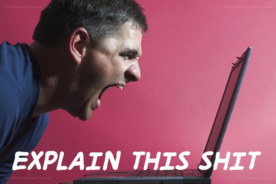 man yelling at laptop
