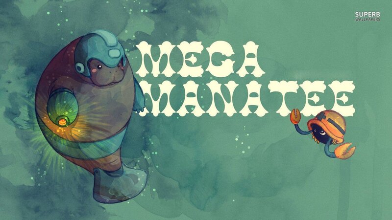 Manatee and Crab Underwater