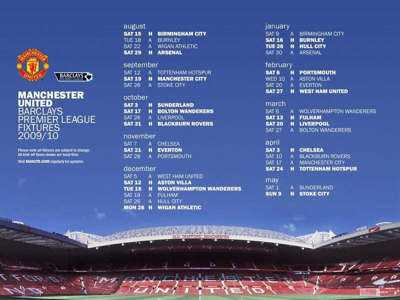 Manchester United fixtures 2009/10