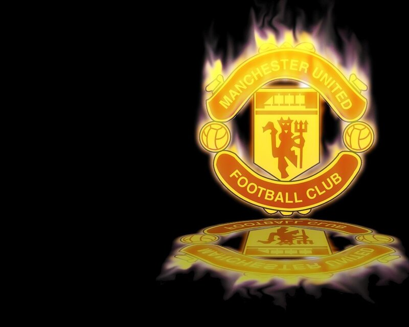 Manchester United logo with flames