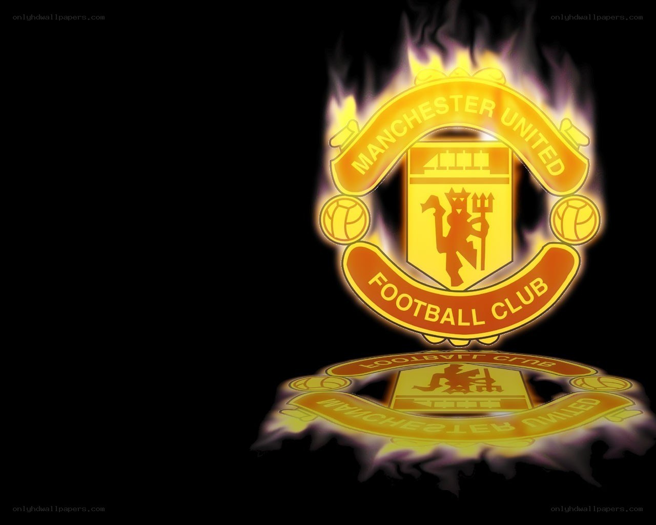 Manchester United logo with flames