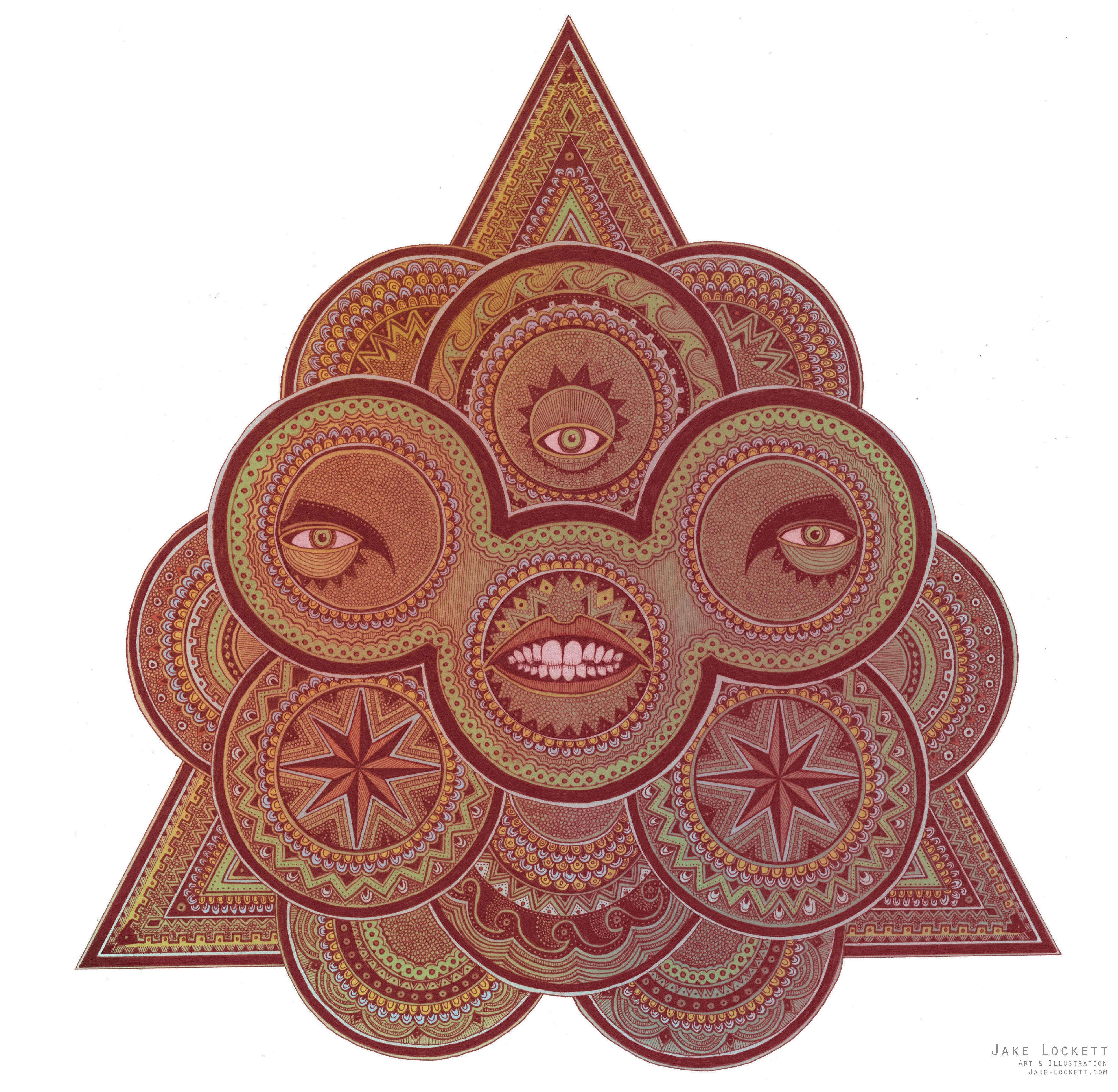 mandala with eyes and mouth
