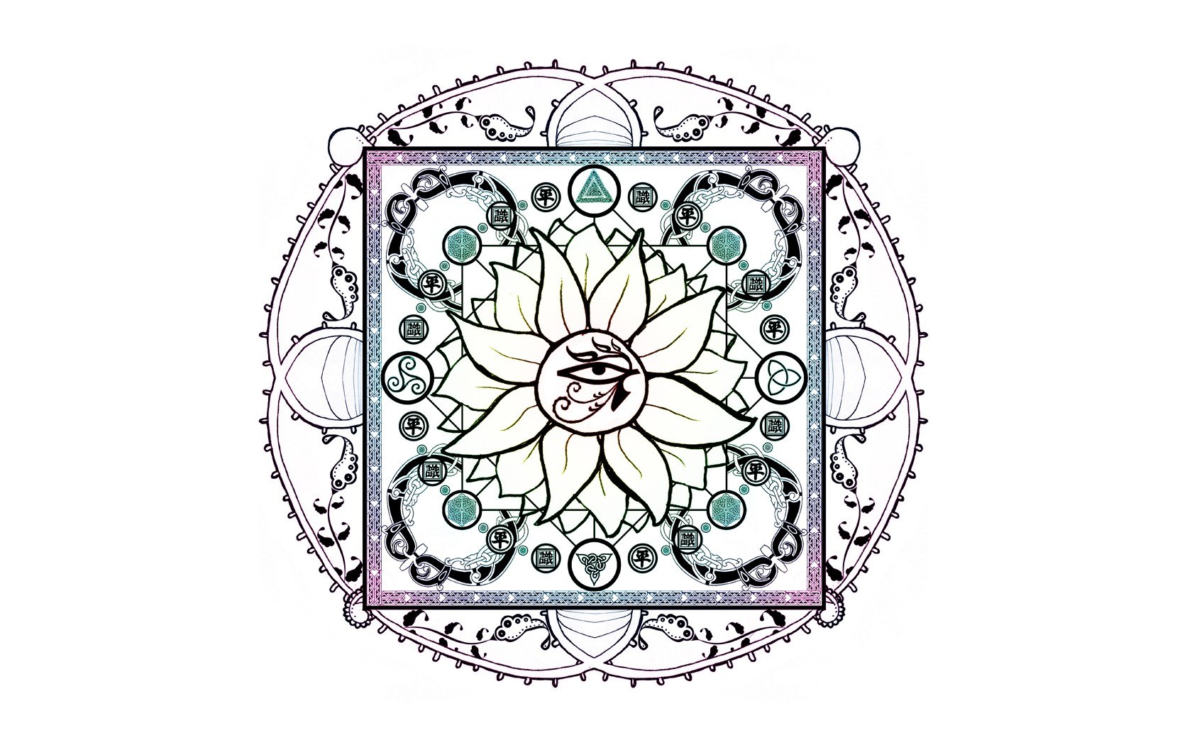 mandala with lotus and eye