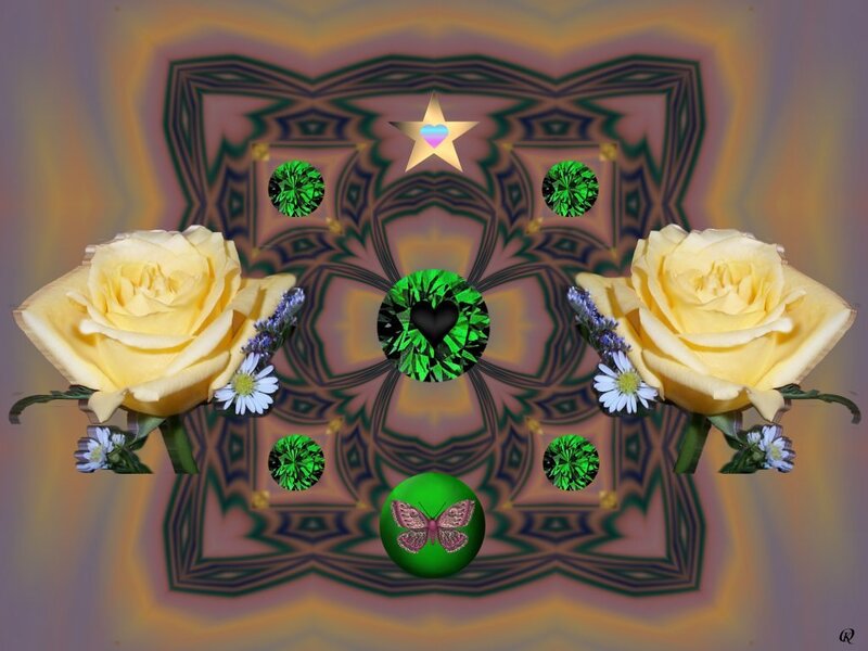Mandala with roses and gems