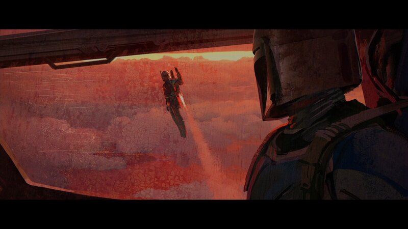 Mandalorian in Flight — Red