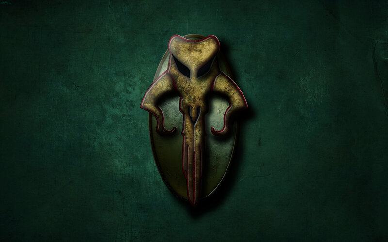 Mandalorian symbol on green wall