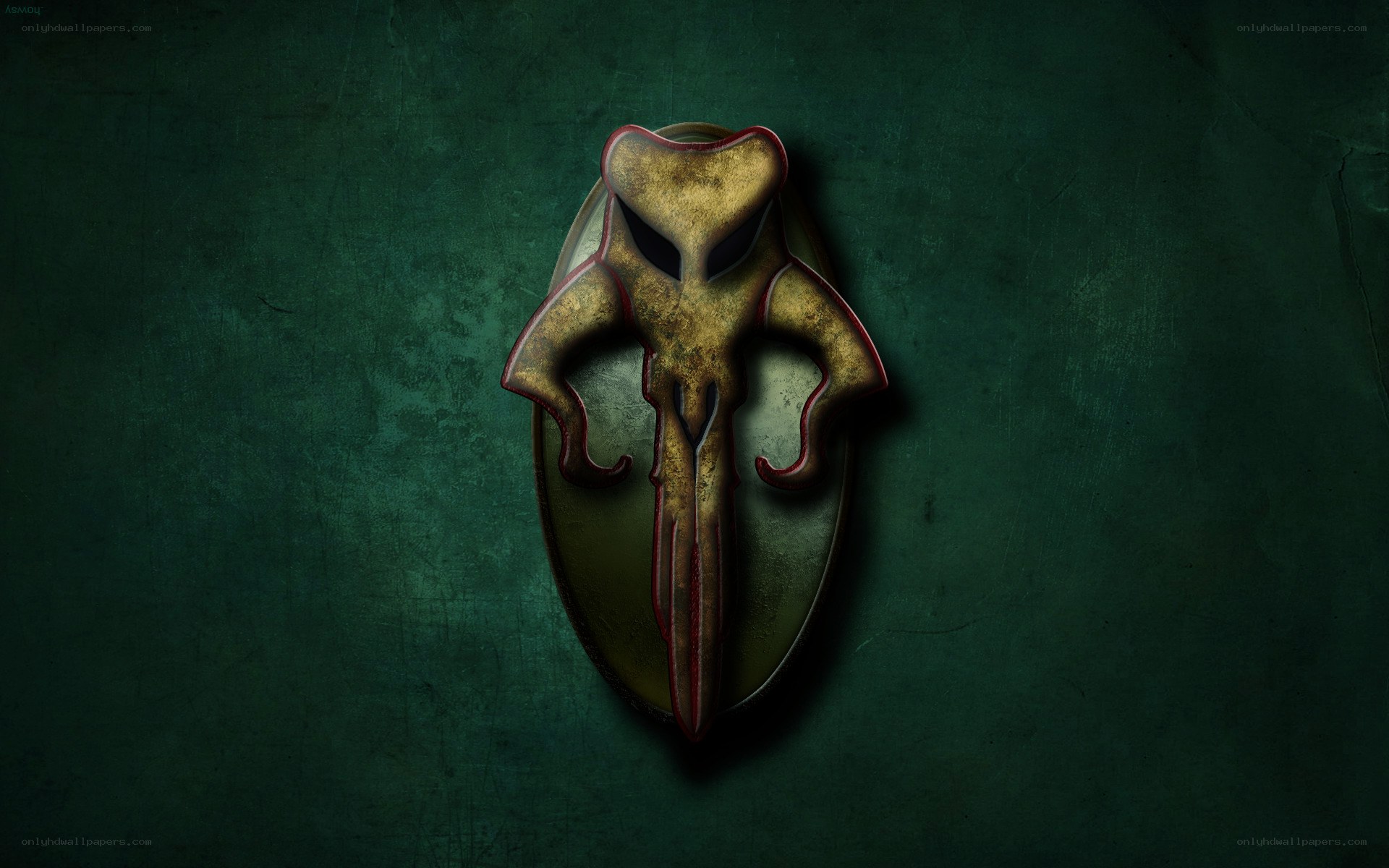 Mandalorian symbol on green wall