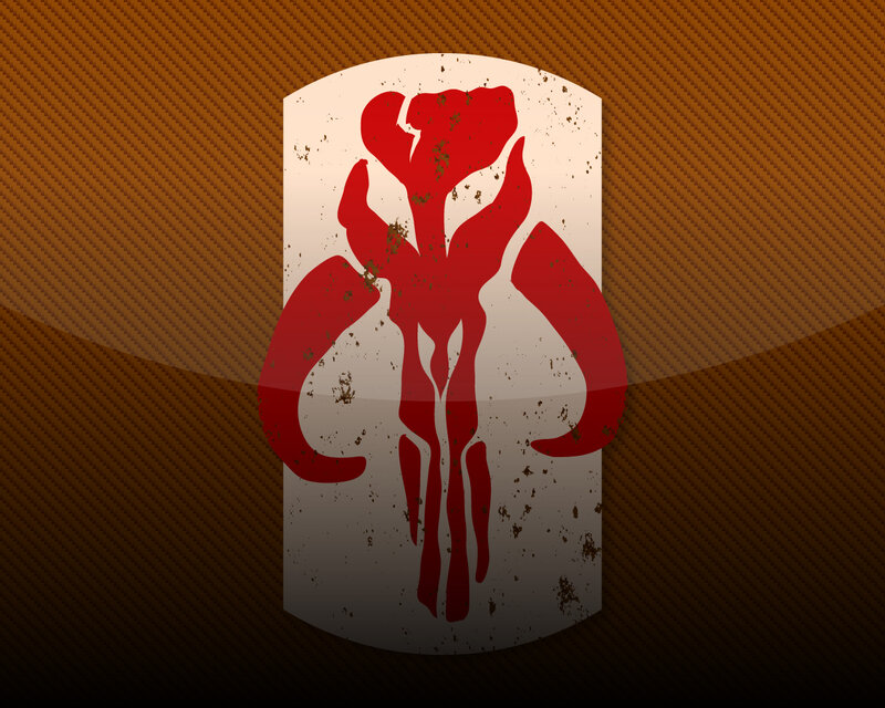 Mandalorian symbol on textured background