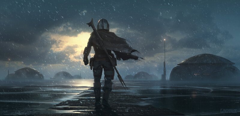 Mandalorian Warrior — Gray, Dramatic