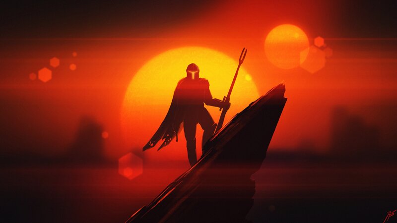 Mandalorian Warrior — Red, Dramatic