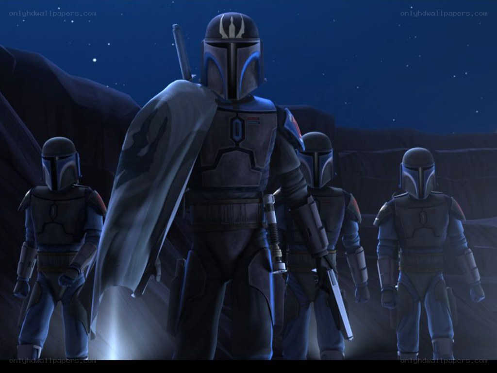 Mandalorian warriors at night