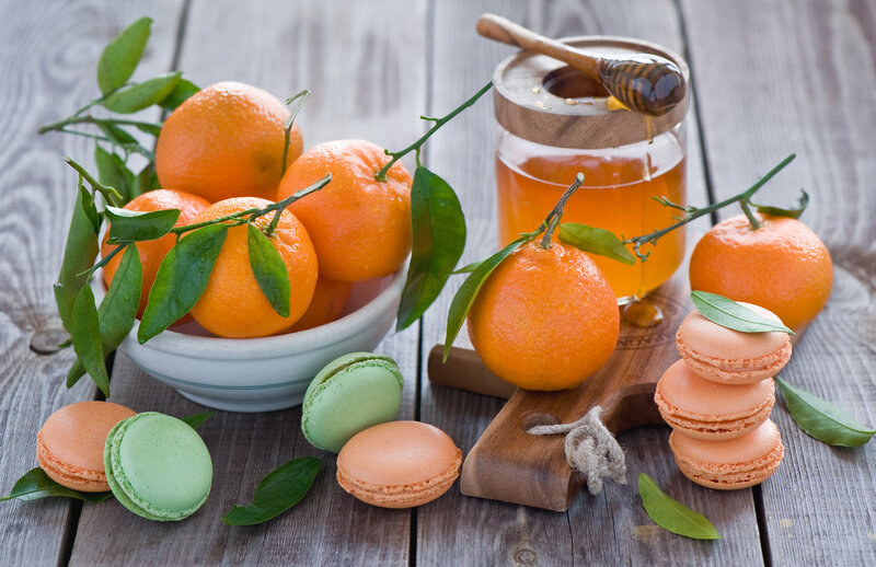 Mandarin Oranges and Macarons