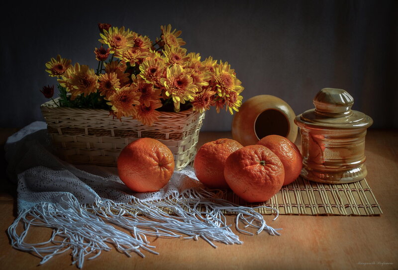Mandarins and Flowers