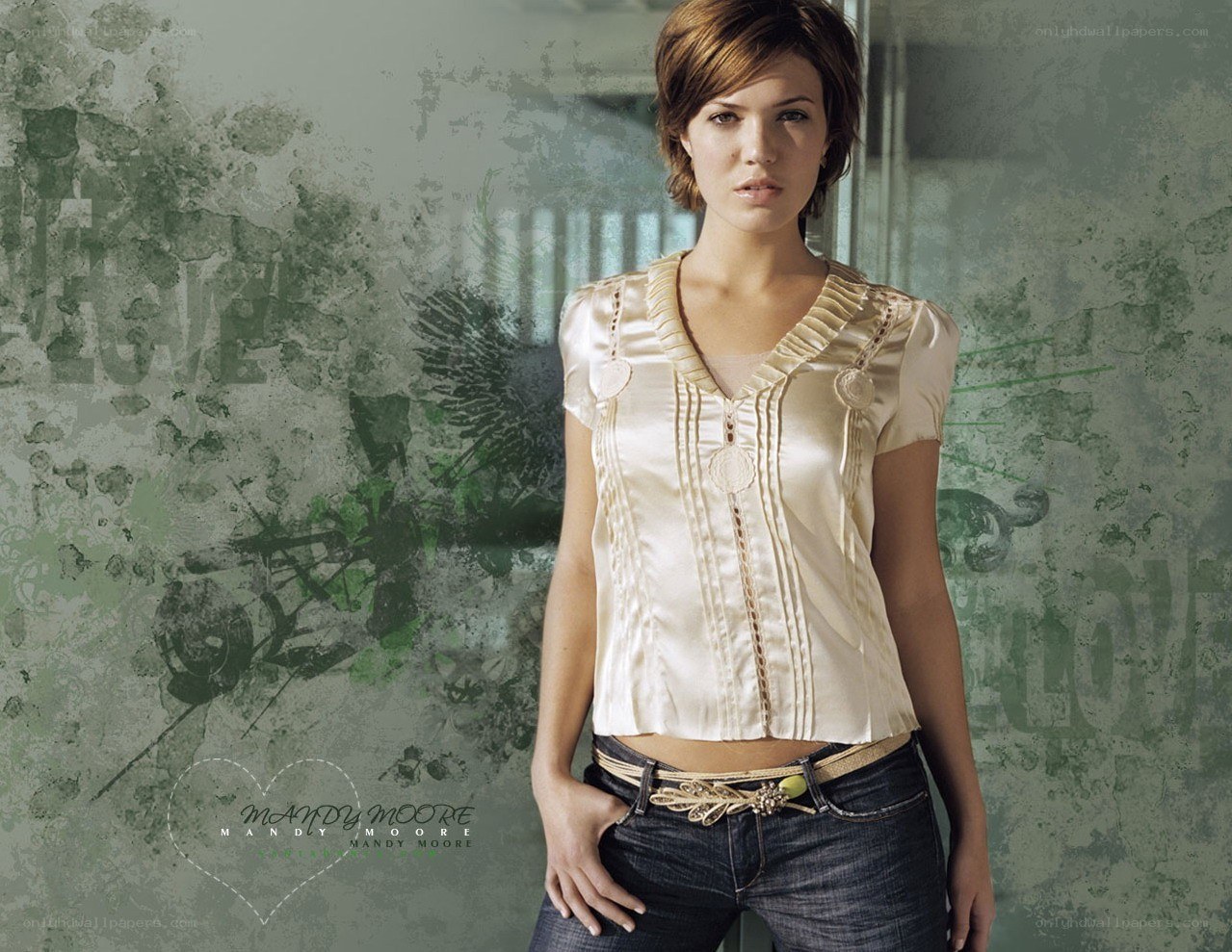Mandy Moore in cream top