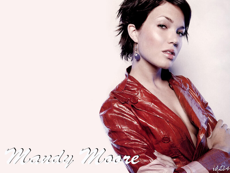 Mandy Moore in red jacket