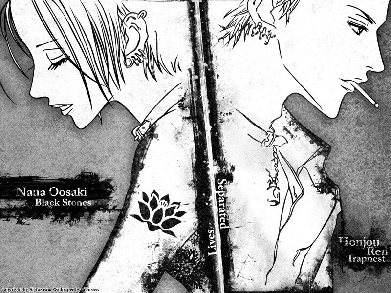 manga characters separated by a blade