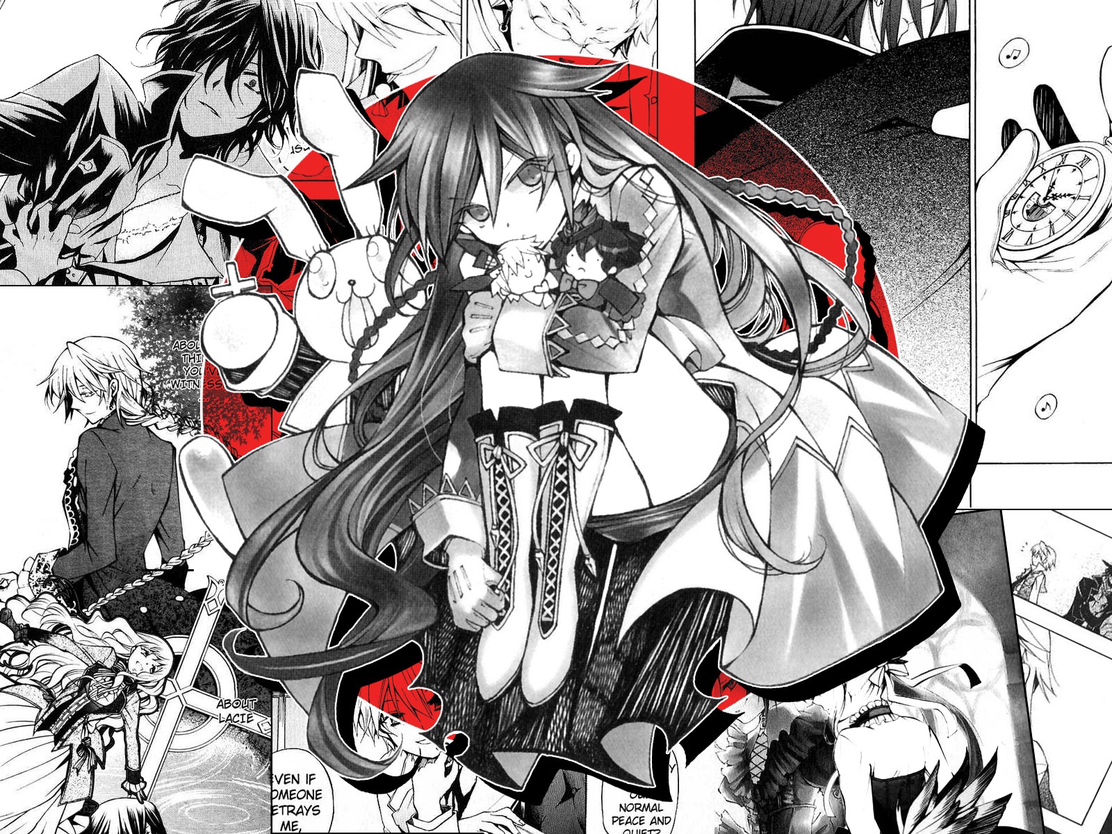 manga collage with central character