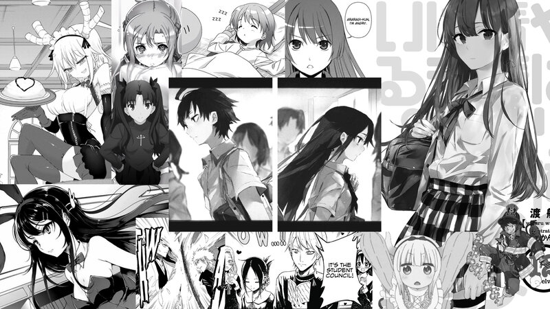 Manga Panel Collage — Black, Dramatic, Characters