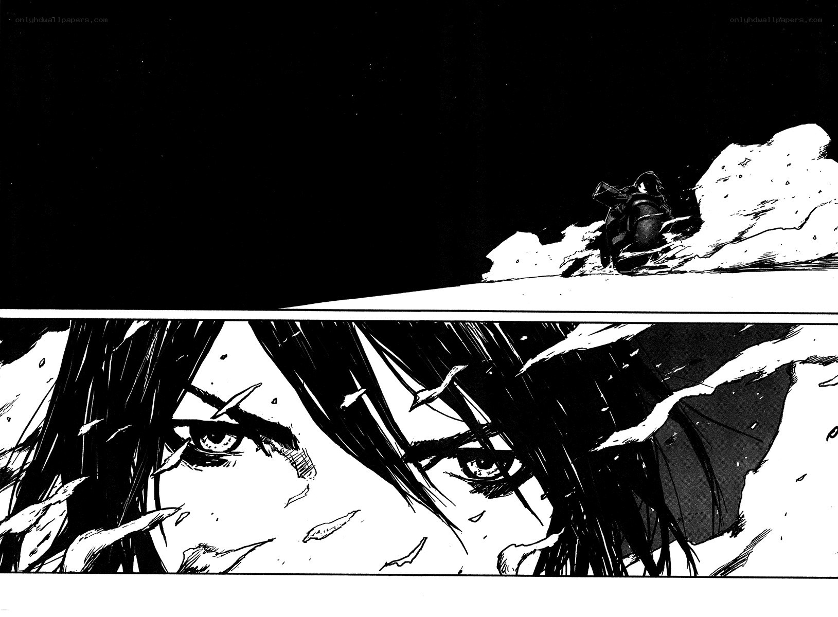 manga panel with intense eyes