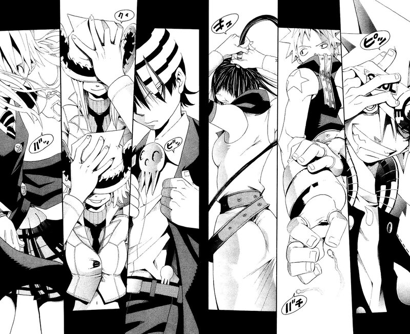 manga panel with multiple characters