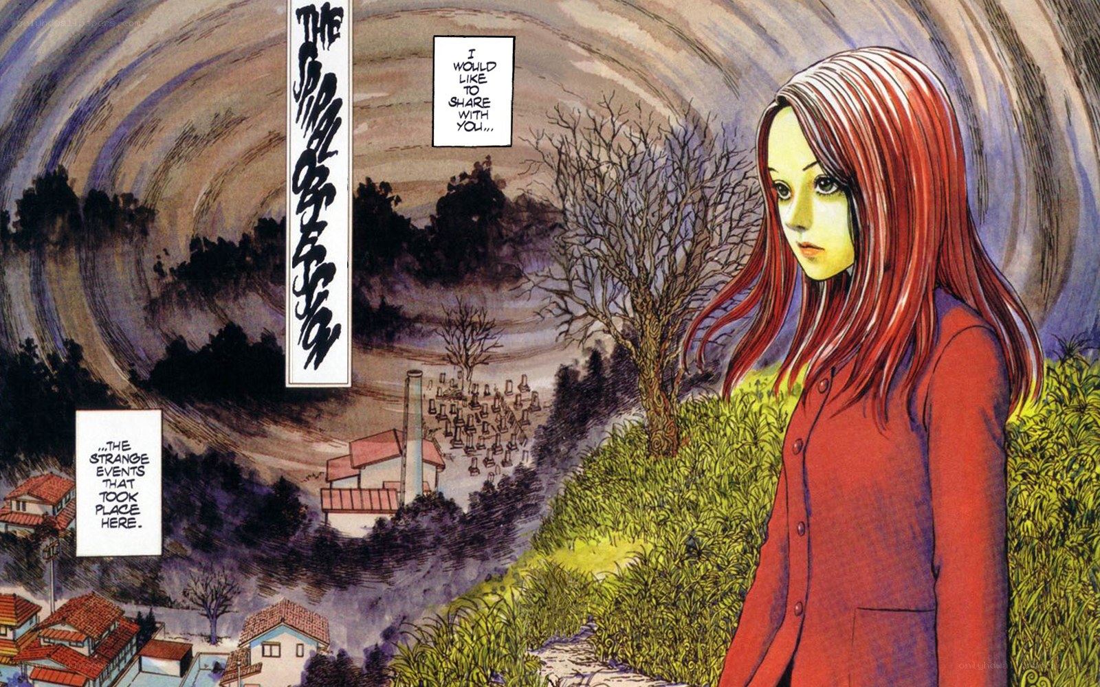manga panel with red-haired girl