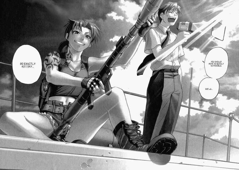 manga scene with weapons