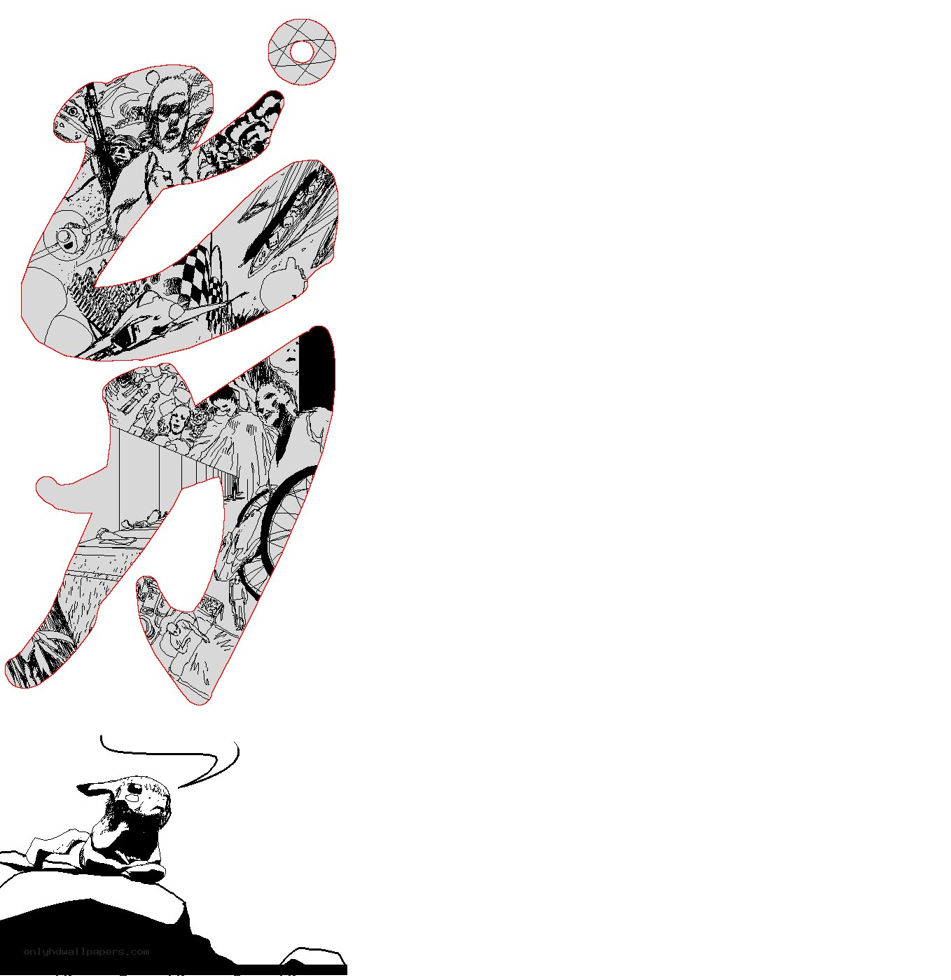 manga-style character collage