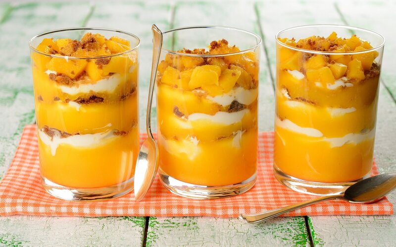 Mango Parfaits in Glasses
