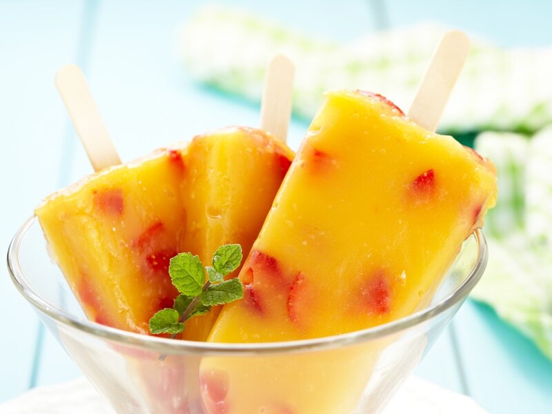 Mango Popsicles in Bowl