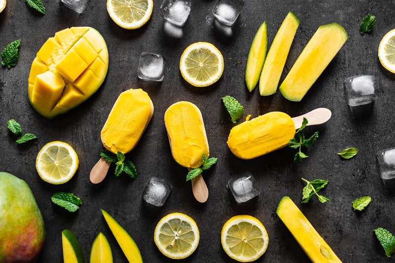 Mango Popsicles with Fruit