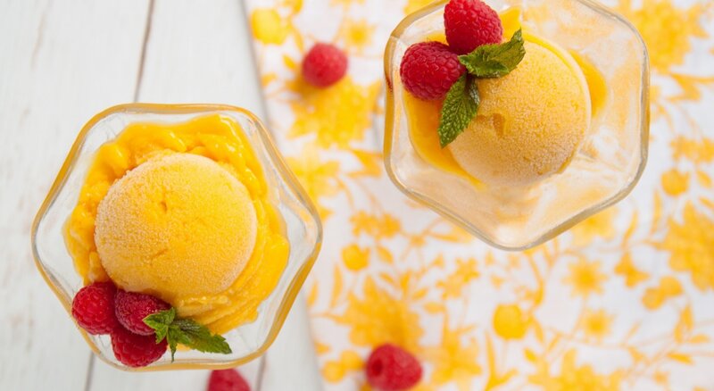 Mango Sorbet Dessert — Yellow