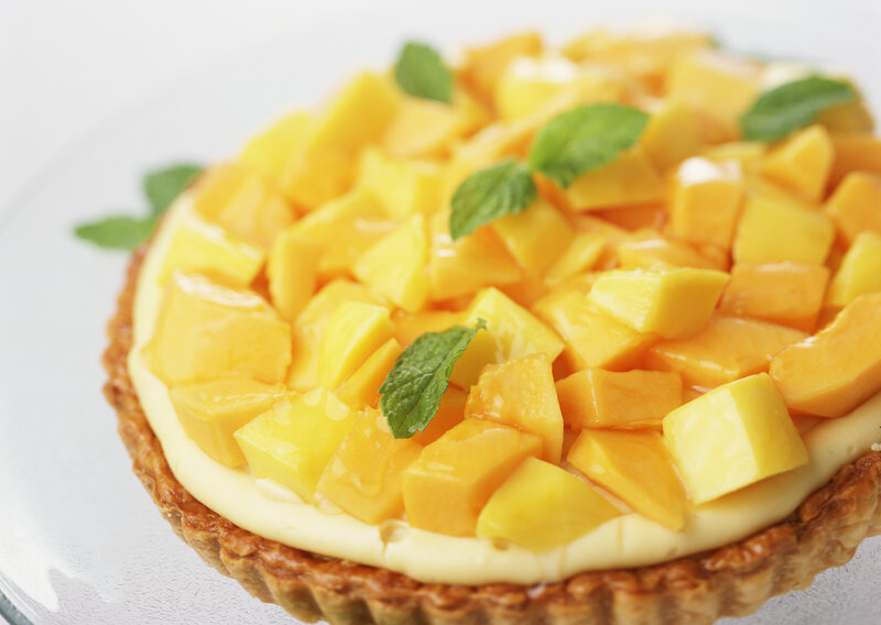 mango tart with mint