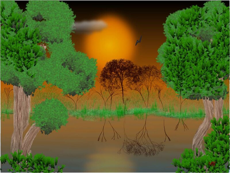 Mangrove Forest at Sunset — Green