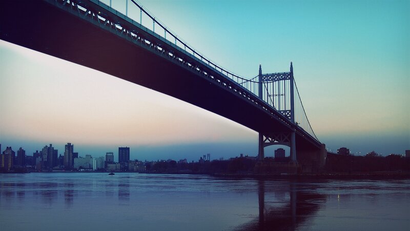 Manhattan Bridge at Dusk — Blue, Serene