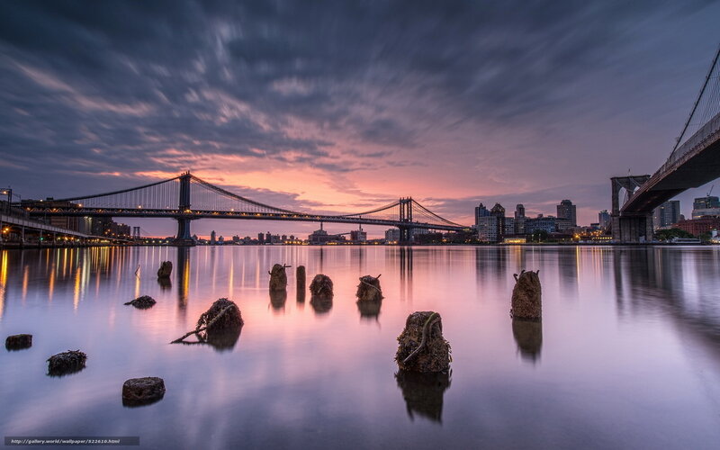 Manhattan Bridge at Dusk — Purple, Dramatic, Sunset