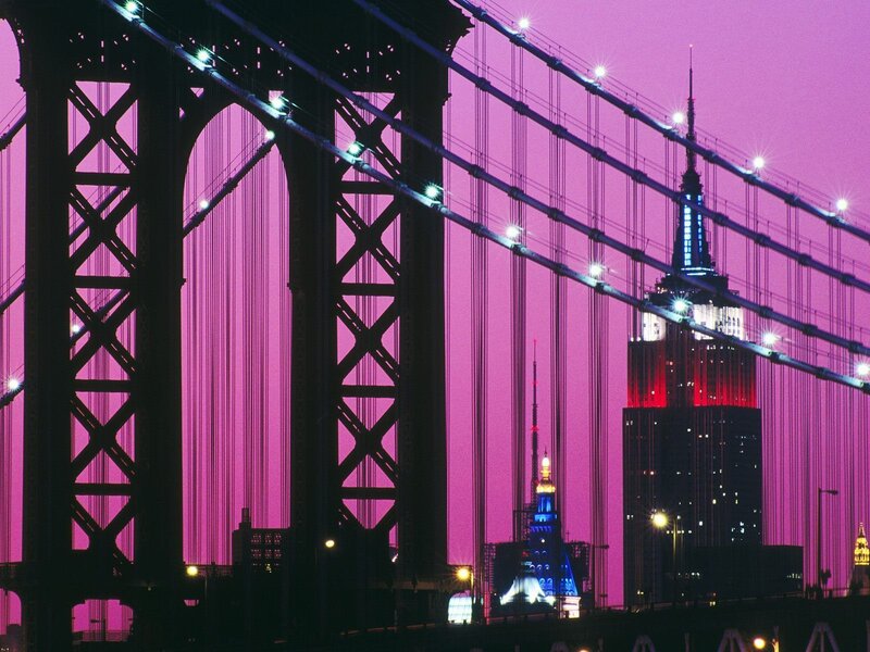 Manhattan Bridge at Dusk — Purple
