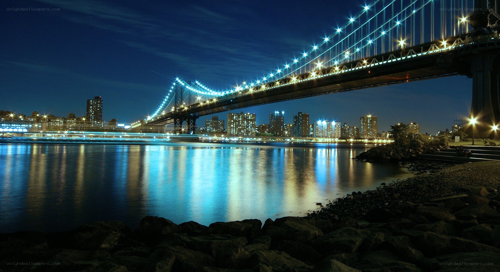 Manhattan Bridge at night