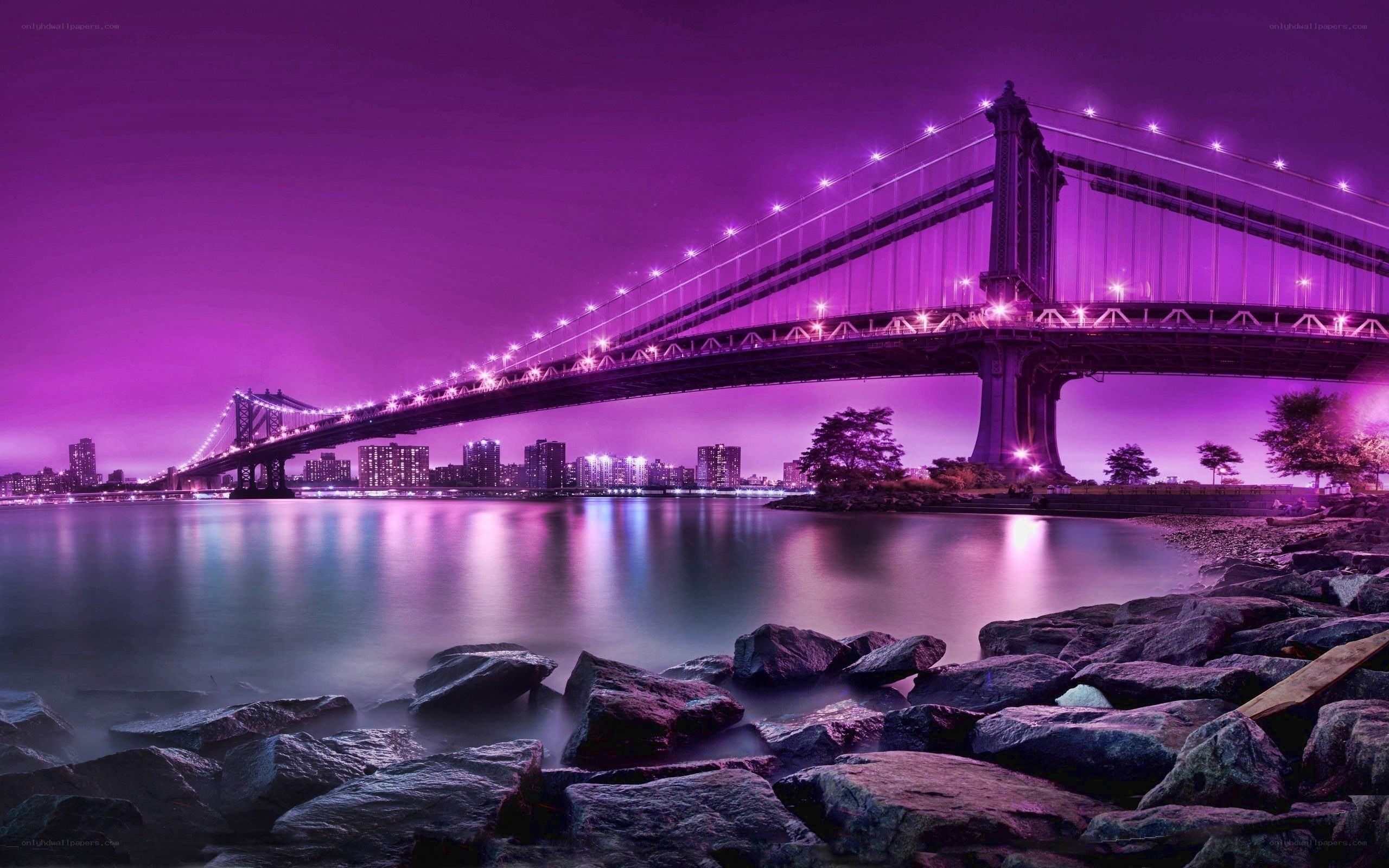 Manhattan Bridge at night