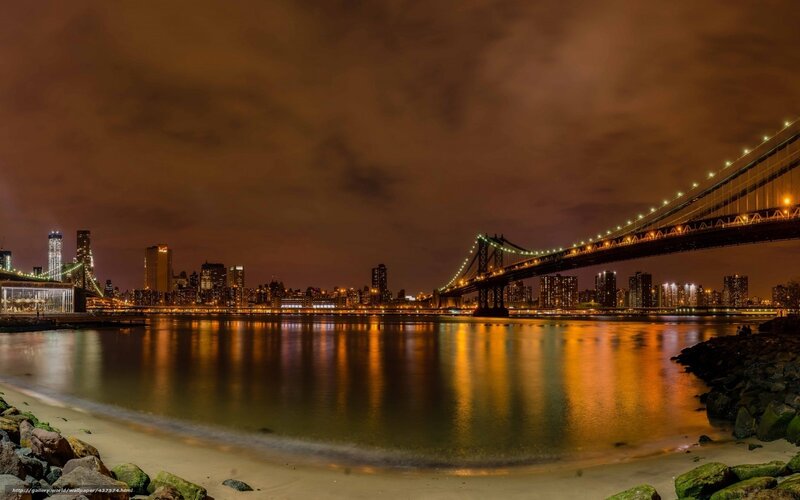Manhattan Bridge at Night — Orange, Dramatic