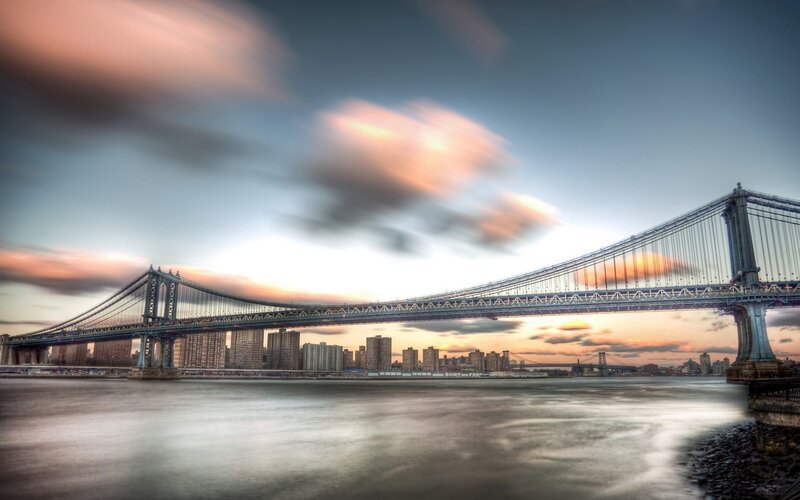 Manhattan Bridge at sunset