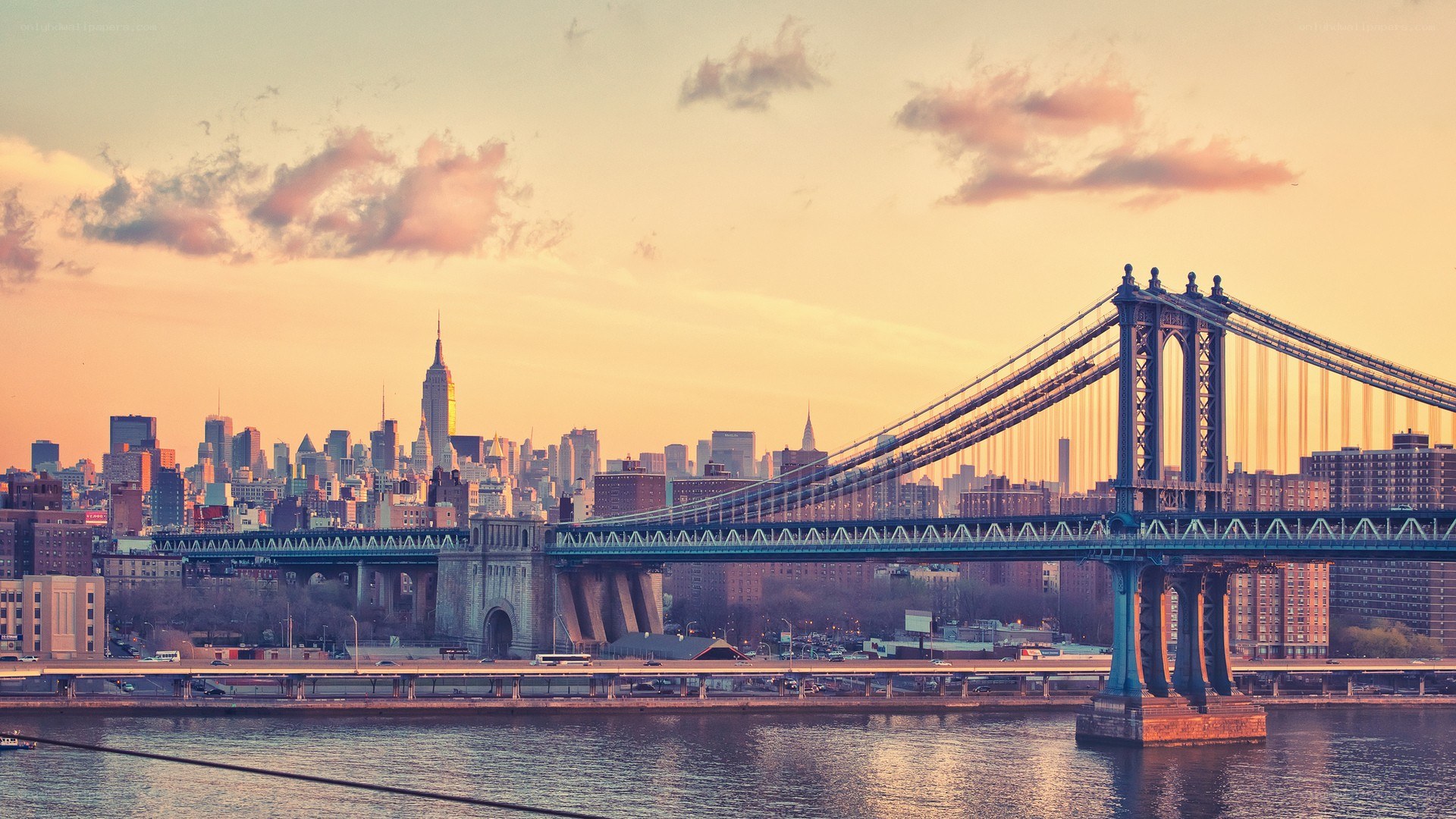 Manhattan Bridge at sunset