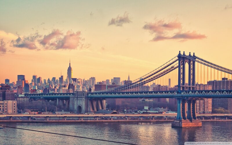 Manhattan Bridge at sunset