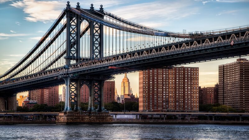 Manhattan Bridge at Sunset — Blue