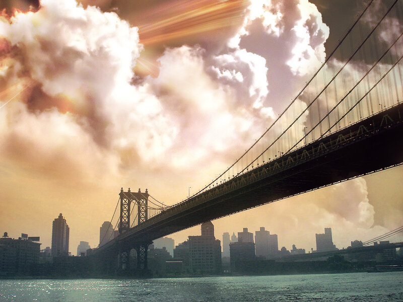 Manhattan Bridge at Sunset — Orange