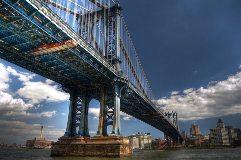 Manhattan Bridge — Blue, Dramatic, Afternoon, Photograph