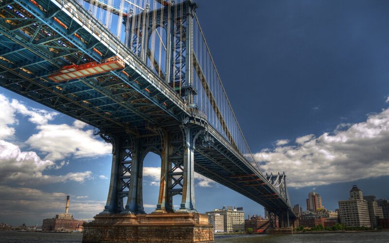 Manhattan Bridge — Blue, Dramatic